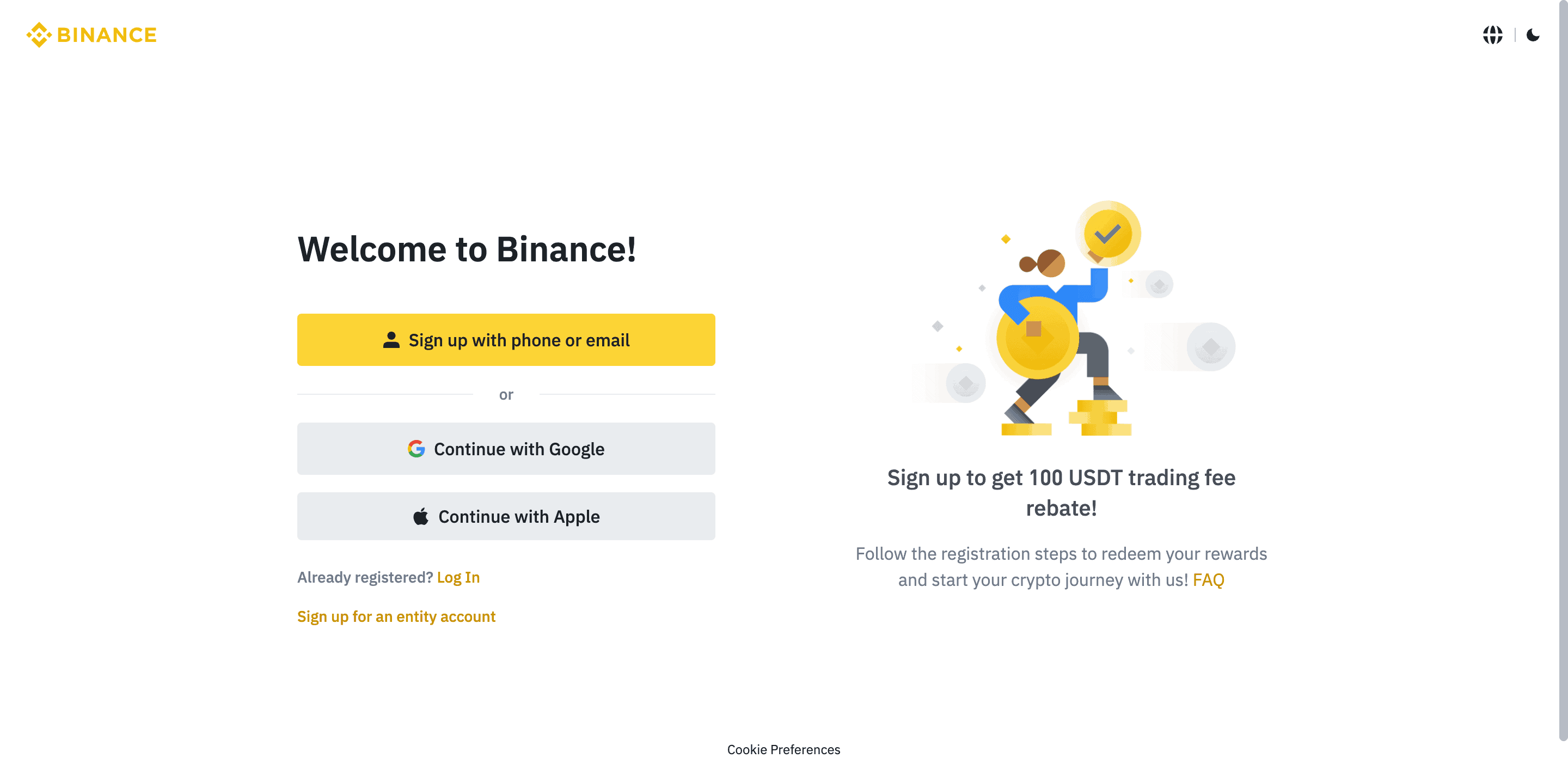 Registrere en konto på Binance i Norge